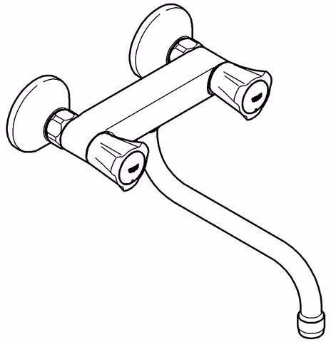 Technische Zeichnung 3974668 GROHE 2-Griff-Spültischbatterie Costa 31187 DN 15 Wandmontage chrom