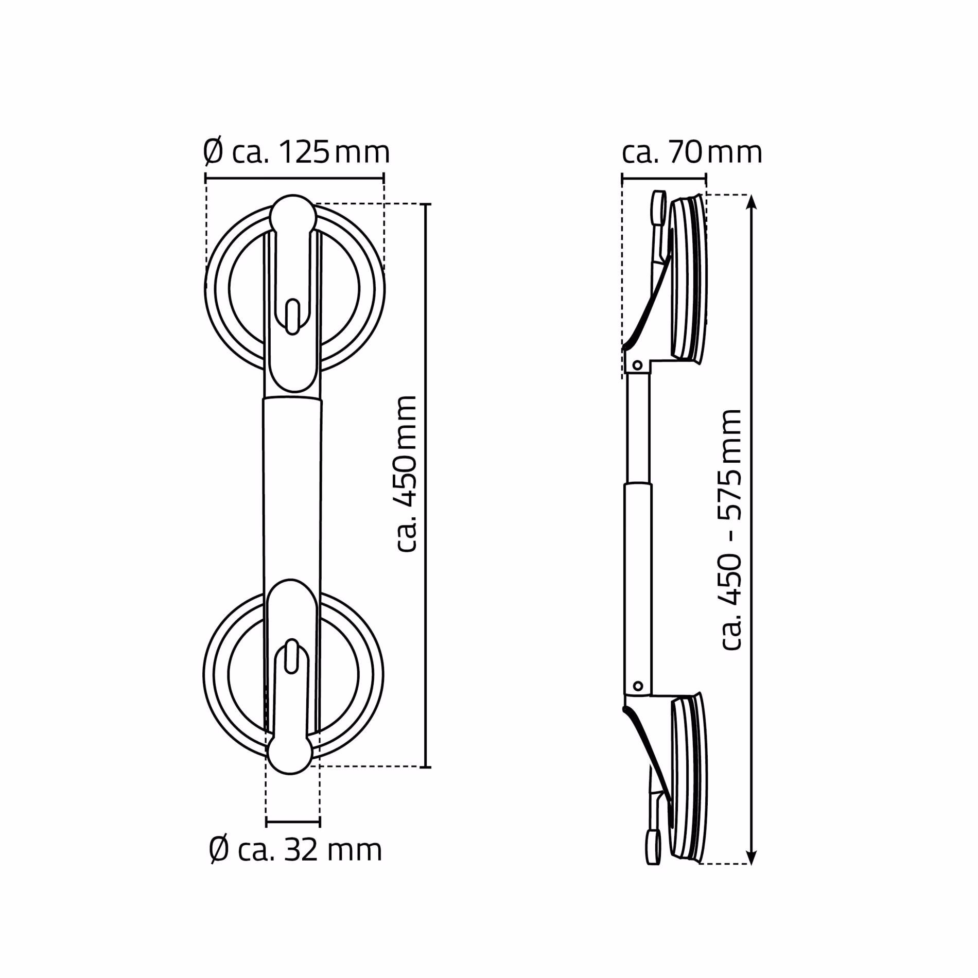 Sauggriff Jim M-L, weiß, teleskopierbar, ABS mit der Artikelnr. A0150301 Sauggriff Jim M-L, weiß, teleskopierbar, ABS von Ridder aus der Kategorie Badausstattung & Sanitär