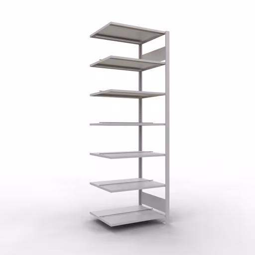 , étagère de bureau, système enfichable MULTIplus150, 2300 x 750 x 600 mm, 7 étagères, barres de longueur, avec butée centrale, gris clair de Schulte Lagertechnik de la gamme d'étagères de bureau