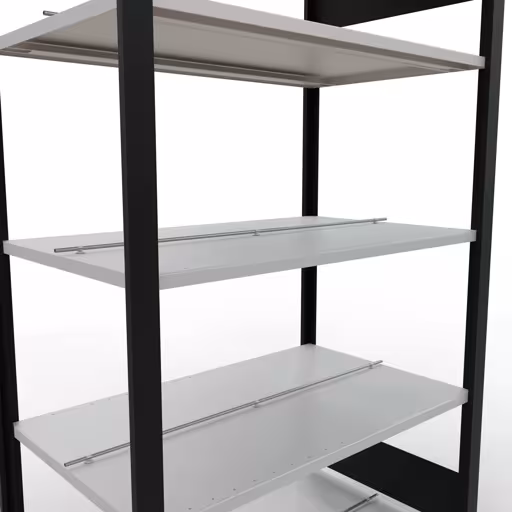 Produktbild Nr 13 des Artikels Grundregal, Büro-Fachbodenregal Stecksystem MULTIplus150, 1800 x 1000 x 600 mm (HxBxT), 5 Fachböden, Längenriegel, mit Mittelanschlag, schwarz/lichtgrau Abbildung Nr 13 des Artikels Grundregal, Büro-Fachbodenregal Stecksystem MULTIplus150, 1800 x 1000 x 600 mm (HxBxT), 5 Fachböden, Längenriegel, mit Mittelanschlag, schwarz/lichtgrau aus der Produktgruppe Büroregale von der Marke Schulte Lagertechnik