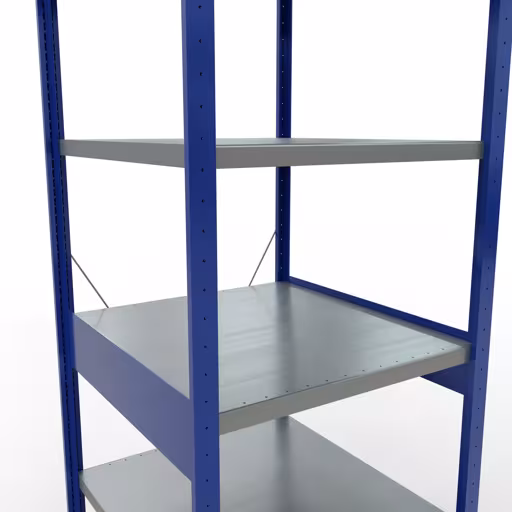 Image du produit n° 13 de l'article étagère de base, étagère, système enfichable MULTIplus250, 2500 x 750 x 800 mm, 6 étagères, traverse, RAL 5010 bleu gentiane/galvanisé/galvanisé Figure n° 13 de l'article étagère de base, étagère, système enfichable MULTIplus250, 2500 x 750 x 800 mm, 6 étagères, RAL 5010 bleu gentiane/galvanisé/galvanisé du groupe de produits système enfichable de Schulte Lagertechnik