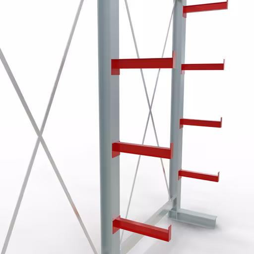 K 3000 Komplettregal, einseitig, 2500 x 2600 x 400 mm, RAL 7001 / RAL 3000, 5 Lagerebenen aus der Kategorie K3000 für mittelschwere Güter mit der GTIN 4058255001309 K 3000 Komplettregal, einseitig, 2500 x 2600 x 400 mm, RAL 7001 / RAL 3000, 5 Lagerebenen von der Marke Schulte Lagertechnik aus der Produktreihe Kragarmregale