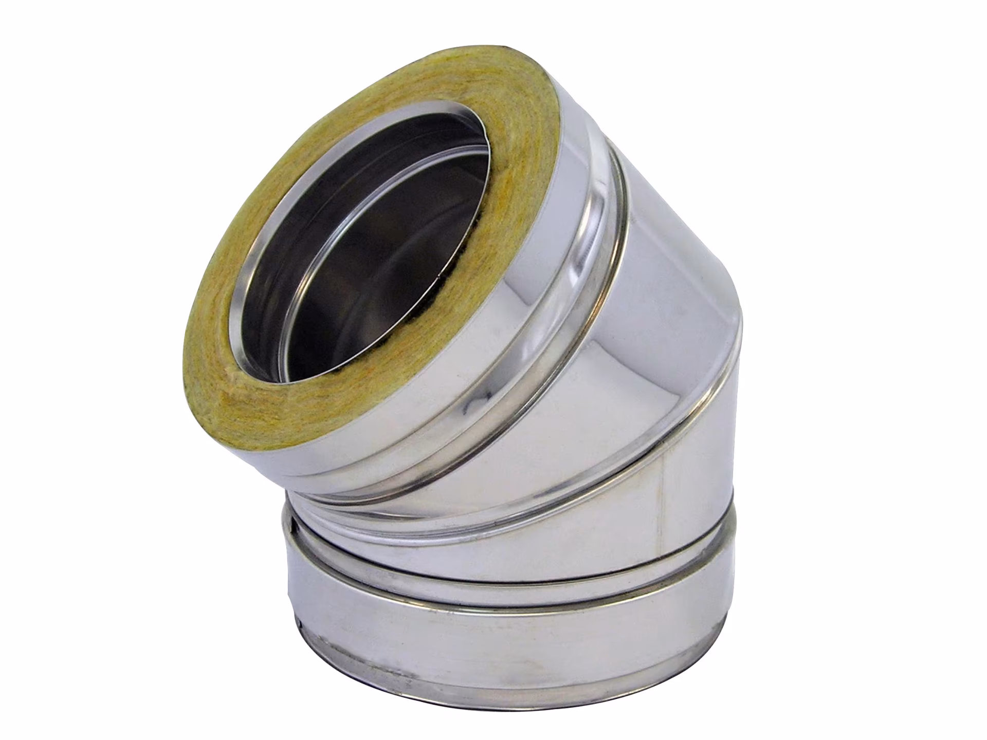 Curva DW a doppia parete 45° D550 con fascetta di serraggio di Skoberne Curva DW a doppia parete 45° D550 con fascetta di serraggio della categoria impianto di scarico in acciaio inox a doppia parete con l'articolo n. 671614