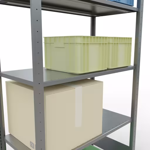 Scaffale base, scaffale, sistema a innesto MULTIplus150, 2000 x 1000 x 500 mm (AxLxP), 5 ripiani, barre longitudinali, zincato con l'articolo n. 12750-LR Scaffale base, scaffale, sistema a innesto MULTIplus150, 2000 x 1000 x 500 mm (AxLxP), 5 ripiani, barre longitudinali, zincato di Schulte Lagertechnik della categoria Sistema a innesto