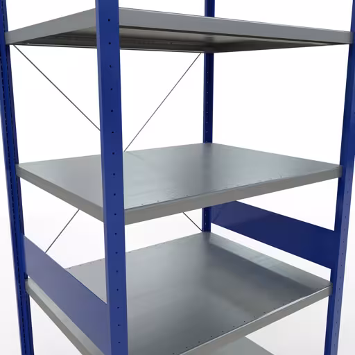 Immagine aggiuntiva dell'articolo Scaffale base, scaffale MULTIplus250 sistema a innesto, 3000 x 1000 x 800 mm (AxLxP), 7 ripiani, traversa, RAL 5010 blu genziana/zincato da scaffale base