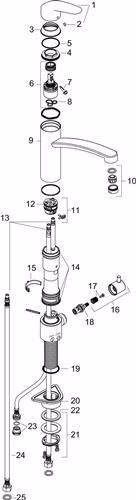 Technische Zeichnung 3983222 Hansgrohe Einhebel-Küchenmischer 200 FOCUS DN 15, mit Geräteabsperrventil chrom