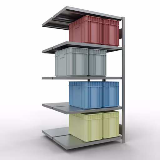 Rayonnage supplémentaire, rayonnage double, système d'étagères MULTIplus250, 2000 x 1000 x (2x500) mm, 2x5 tablettes, barres de longueur, galvanisé de la catégorie rayonnage double avec le GTIN 4004514262080 , étagère double, système d'étagères MULTIplus250, 2000 x 1000 x (2x500) mm, 2x5 étagères, galvanisé de Schulte Lagertechnik de la gamme d'étagères