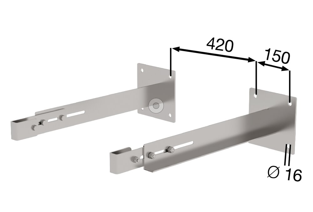 Produktbild (Abb. Ähnlich) 3811907 Supporto a parete speciale Munk, rigido 600-700 mm, acciaio inox