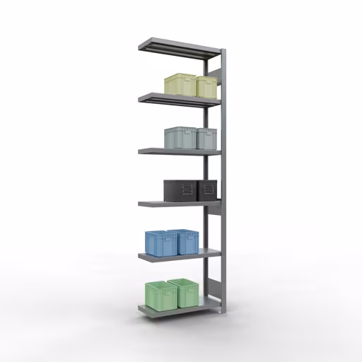 Scaffali aggiuntivi, scaffali, sistema a innesto MULTIplus250, 2500 x 750 x 300 mm (AxLxP), 6 ripiani, barre longitudinali, zincato di Schulte Lagertechnik con l'articolo n. 12936-75-LR