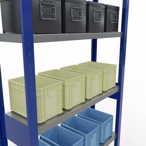 Figure n° 15 de l'article étagère de base, étagère, système enfichable MULTIplus330, 2500 x 1000 x 300 mm, 6 étagères, RAL 5010 bleu gentiane/galvanisé du groupe de produits système enfichable de Schulte Lagertechnik