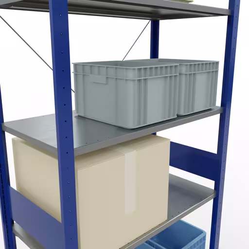 Immagine del prodotto n. 13 dell'articolo scaffale base, scaffale, sistema a innesto MULTIplus85, 3000 x 1000 x 500 mm (AxLxP), 7 ripiani, traversa, RAL 5010 blu genziana Figura n. 13 dell'articolo scaffale base, scaffale, sistema a innesto MULTIplus85, 3000 x 1000 x 500 mm (AxLxP), 7 ripiani, traversa, RAL 5010 blu genziana del gruppo di prodotti sistema a innesto della marca Schulte Lagertechnik