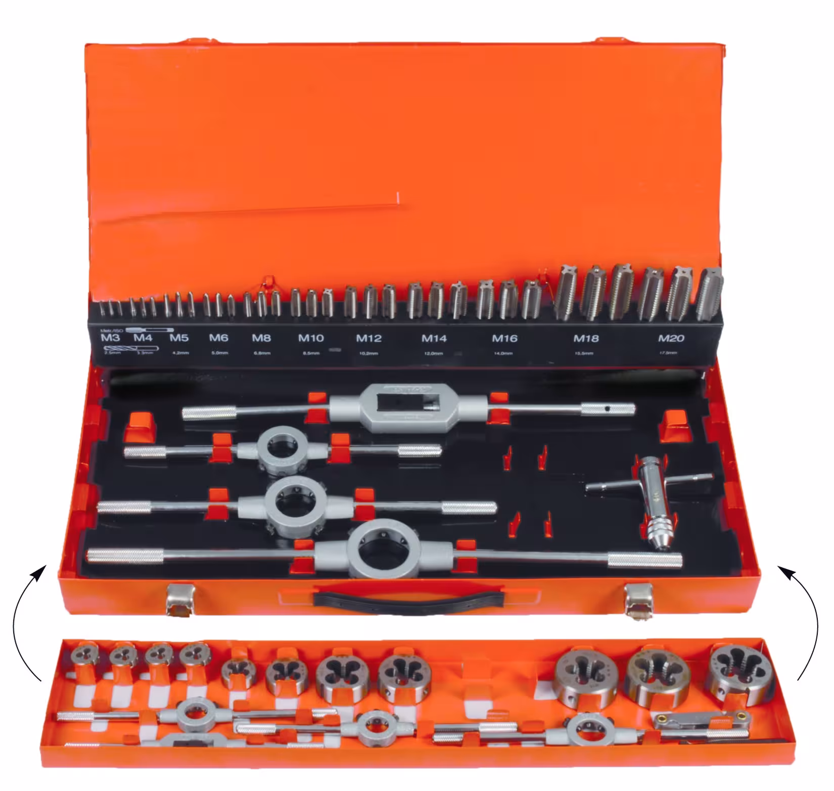 Set di utensili per filettare HSS-G 55 pezzi M3-M20 in una valigetta di metallo di PROJAHN dalla categoria utensili manuali