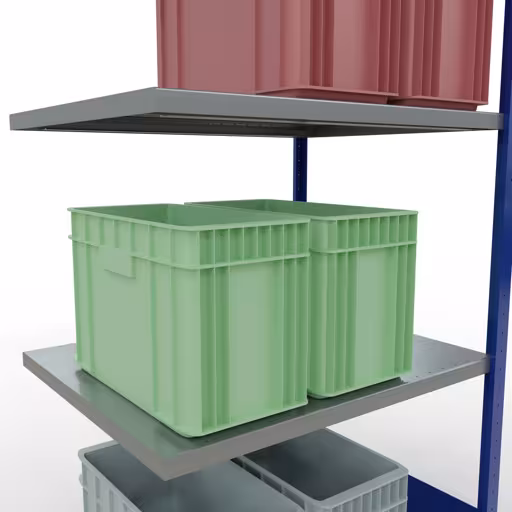 Produktbild Nr 15 des Artikels Anbauregal, Fachbodenregal Stecksystem MULTIplus330, 2000 x 1000 x 800 mm (HxBxT), 5 Fachböden, Längenriegel, RAL 5010 enzianblau/verzinkt Abbildung Nr 15 des Artikels Anbauregal, Fachbodenregal Stecksystem MULTIplus330, 2000 x 1000 x 800 mm (HxBxT), 5 Fachböden, Längenriegel, RAL 5010 enzianblau/verzinkt aus der Produktgruppe Stecksystem von der Marke Schulte Lagertechnik