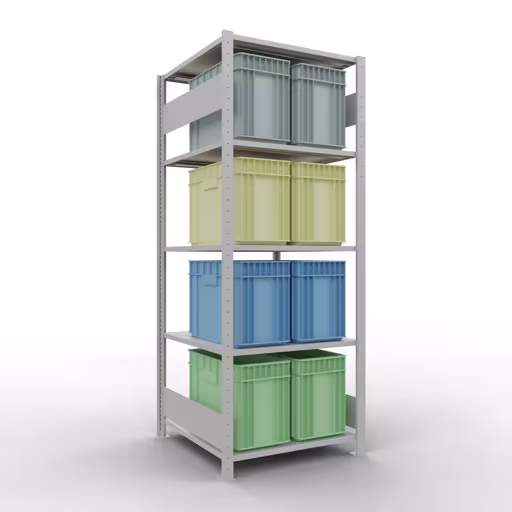 Étagère de base, étagère à étagères, système enfichable MULTIplus150, 2000 x 750 x 800 mm, 5 étagères, gris clair RAL 7035 de Schulte Lagertechnik avec le numéro d'article. 32680-75-LR