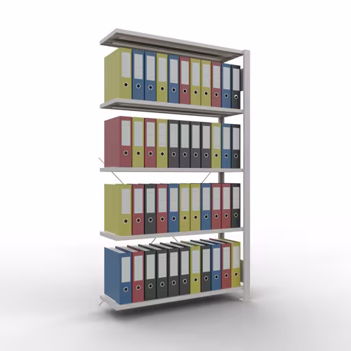 Produktbild Nr 15 des Artikels Anbauregal, Büro-Fachbodenregal Stecksystem MULTIplus85, 1800 x 1000 x 300 mm (HxBxT), 5 Fachböden, Kreuzstrebe, ohne Anschlagleiste, lichtgrau Abbildung Nr 15 des Artikels Anbauregal, Büro-Fachbodenregal Stecksystem MULTIplus85, 1800 x 1000 x 300 mm (HxBxT), 5 Fachböden, Kreuzstrebe, ohne Anschlagleiste, lichtgrau aus der Produktgruppe Büroregale von der Marke Schulte Lagertechnik