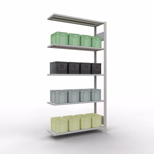 Figure n° 14 de l'article étagère complémentaire, étagère à étagères, système enfichable MULTIplus85, 2000 x 1000 x 300 mm, 5 étagères, gris clair RAL 7035 du groupe de produits système enfichable de la marque Schulte Lagertechnik
