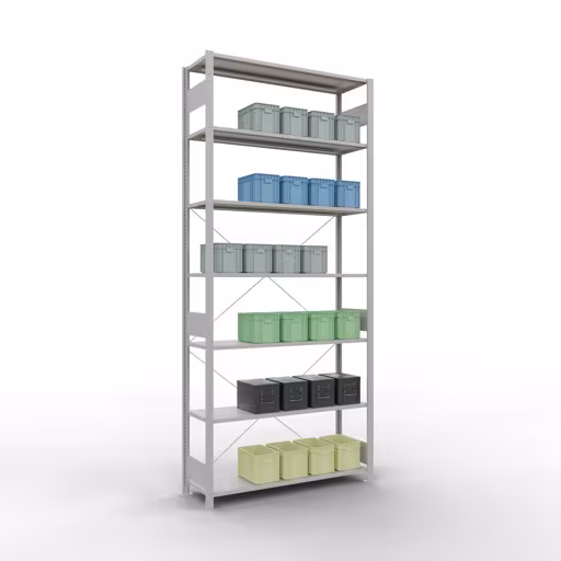 Étagère de base système enfichable 3000x1300x400 mm, type 150 kg, gris clair avec GTIN 4004514292810 Étagère de base système enfichable 3000x1300x400 mm, type 150 kg, gris clair de Schulte Lagertechnik avec le réf. 32642-130