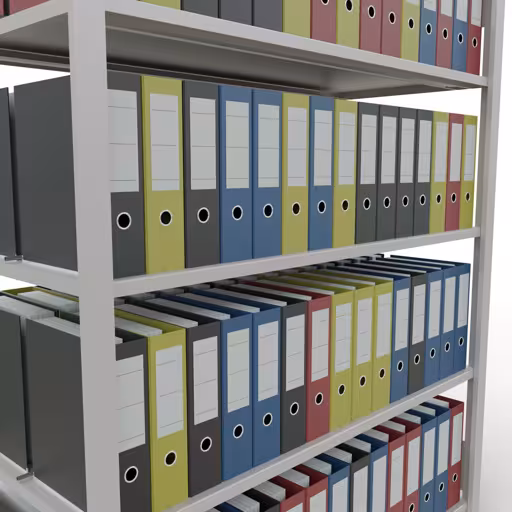 Étagère de base, étagère de bureau, système enfichable MULTIplus150, 1800 x 1300 x 600 mm, 5 étagères, avec butée centrale, gris clair de Schulte Lagertechnik de la catégorie étagères de bureau