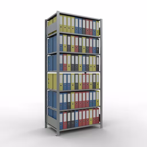 Figure n° 11 de l'article étagère de base, étagère de bureau, système enfichable MULTIplus150, 2300 x 1000 x 600 mm, 7 étagères, galvanisées, avec butée centrale de la gamme d'étagères de bureau de Schulte Lagertechnik
