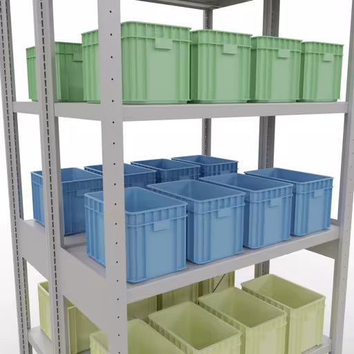 Image du produit n° 8 de l'article étagère de base, système enfichable pour étagères MULTIplus250, 2500 x 1000 x (2x400) mm, 2x6 étagères, RAL 7035 gris clair de la gamme d'étagères pour étagères de la marque Schulte Lagertechnik