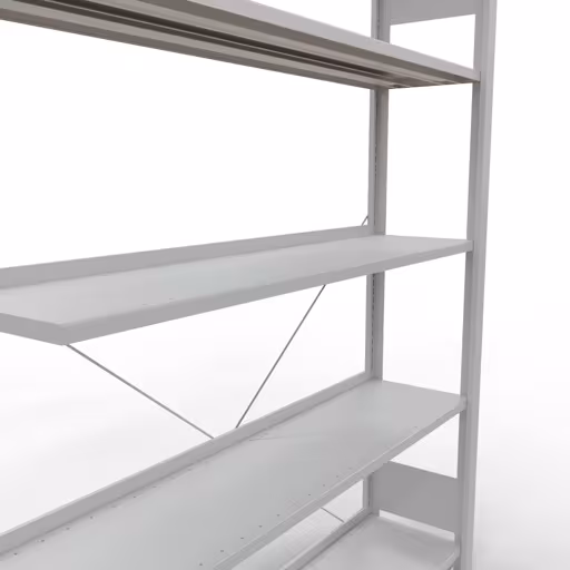 Scaffale aggiuntivo, scaffale per ufficio, sistema a innesto MULTIplus85, 1800 x 1300 x 300 mm (AxLxP), 5 ripiani, traversa, con listello di arresto, grigio chiaro di Schulte Lagertechnik dalla categoria scaffali per ufficio