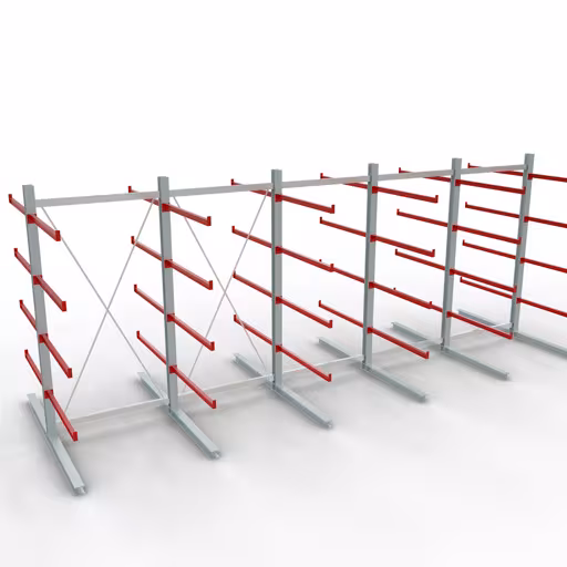 Figura n. 10 dell'articolo Scaffale completo K 6000, bilaterale, 3000 x 2x 7500 x 2x 1250 mm, RAL 7001 / RAL 3000, 5 livelli di stoccaggio del gruppo di prodotti scaffalature cantilever della marca Schulte Lagertechnik