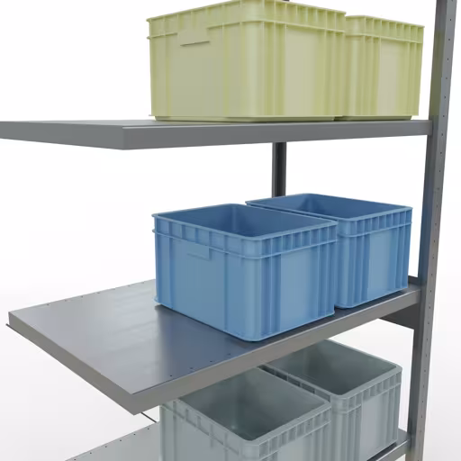 Scaffali aggiuntivi, scaffali, sistema a innesto MULTIplus330, 2500 x 1000 x 600 mm (AxLxP), 6 ripiani, traversa, zincato della marca Schulte Lagertechnik dalla gamma di prodotti dei sistemi a innesto