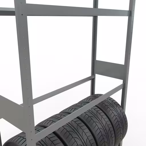 Image du produit n° 10 de l'article Etagère de base, étagère pour roues/pneus, 3500 x 1200 x 400 mm, galvanisée, 5 niveaux de rangement avec charge de compartiment de 150 kg par niveau Figure n° 10 de l'article Rayonnage de base, rayonnage pour roues/pneus, 3500 x 1200 x 400 mm, galvanisé, 5 niveaux de stockage avec une charge de compartiment de 150 kg par niveau du groupe de produits des rayonnages à étagères de Schulte Lagertechnik