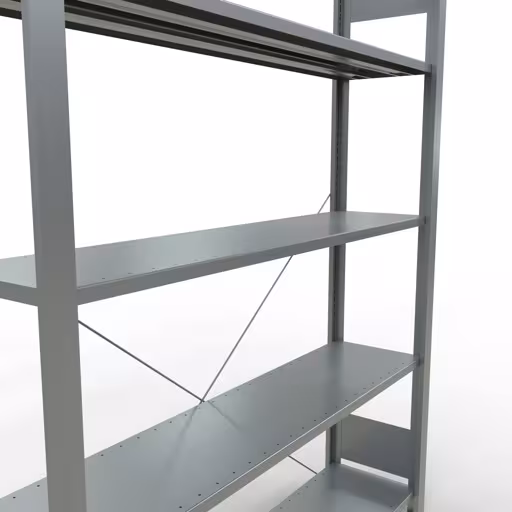 Figura n. 10 dell'articolo scaffale base, scaffale per ufficio, sistema a innesto MULTIplus85, 1800 x 1300 x 300 mm (AxLxP), 5 ripiani, traversa, zincato, senza barra di arresto dal gruppo di prodotti scaffali per ufficio della marca Schulte Lagertechnik