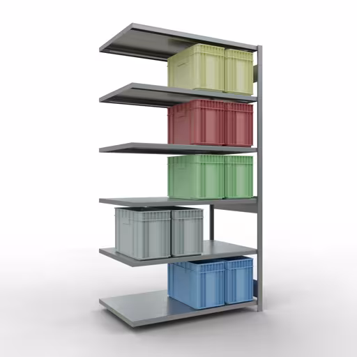 Rayonnage supplémentaire, rayonnage à étagères, système enfichable MULTIplus250, 2500 x 1300 x 800 mm, 6 étagères, galvanisé de Schulte Lagertechnik avec le réf. 12986-130-LR