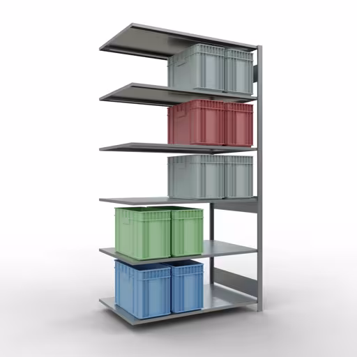 Immagine aggiuntiva dell'articolo Ripiano aggiuntivo, scaffale MULTIplus150 sistema a innesto, 2500 x 1300 x 800 mm (AxLxP), 6 ripiani, barre longitudinali, zincato da ripiano aggiuntivo