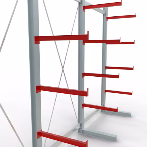 Figura n. 10 dell'articolo Scaffale completo K 6000, unilaterale, 3000 x 4500 x 750 mm, RAL 7001 / RAL 3000, 5 livelli di stoccaggio del gruppo di prodotti scaffalature cantilever della marca Schulte Lagertechnik