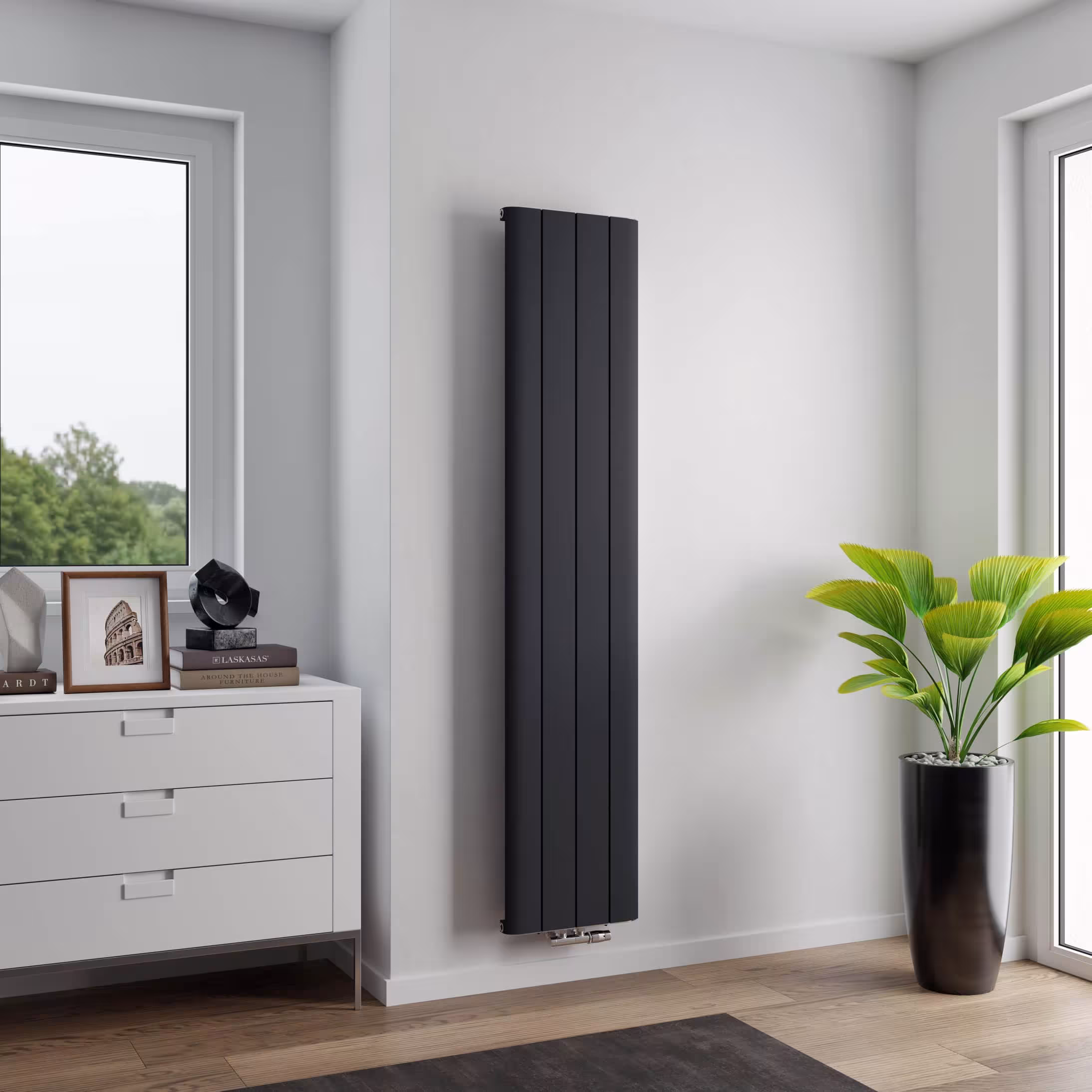 Radiatore in alluminio Trigo 1800 mm x 375 mm 768 watt attacco centrale struttura antracite di Ximax Radiatore in alluminio Ximax Trigo attacco centrale struttura antracite, radiatore in alluminio, art. 11646