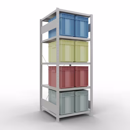 Figure n° 9 de l'article étagère de base, étagère, système enfichable MULTIplus250, 2000 x 750 x 800 mm, 5 étagères, gris clair RAL 7035 du groupe de produits système enfichable de la marque Schulte Lagertechnik