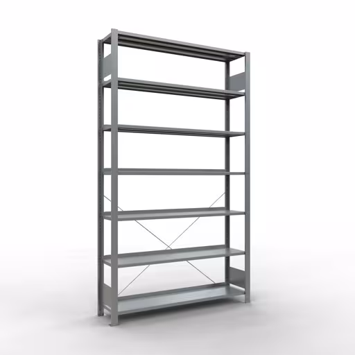 Figura n. 14 dell'articolo scaffale base, scaffale per ufficio, sistema a innesto MULTIplus85, 2300 x 1300 x 300 mm (AxLxP), 7 ripiani, traversa, zincato, con barra di arresto del gruppo di prodotti Scaffali per ufficio della marca Schulte Lagertechnik