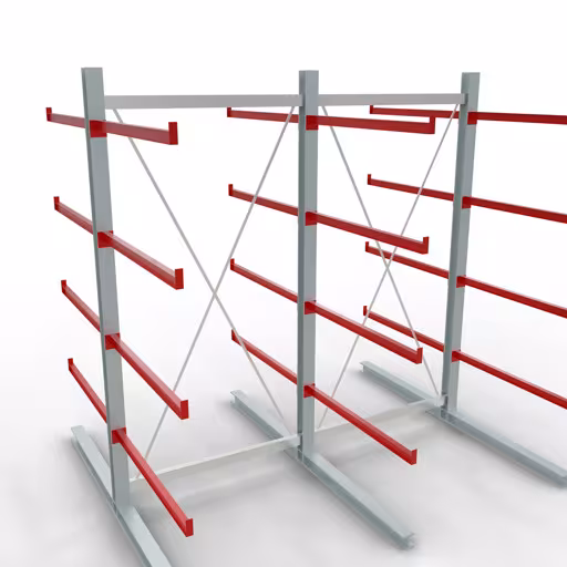 Figura n. 10 dell'articolo Scaffale completo K 6000, bilaterale, 3000 x 3000 x 2x 1250 mm, RAL 7001 / RAL 3000, 5 livelli di stoccaggio del gruppo di prodotti scaffalature cantilever della marca Schulte Lagertechnik
