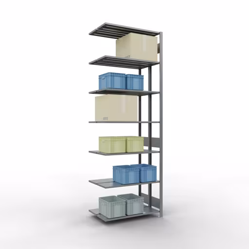 Figure n° 10 de l'article étagère complémentaire, étagère double, système d'étagères enfichables MULTIplus150, 3000 x 1000 x (2x300) mm, 2x7 étagères, galvanisées du groupe de produits étagères de la marque Schulte Lagertechnik