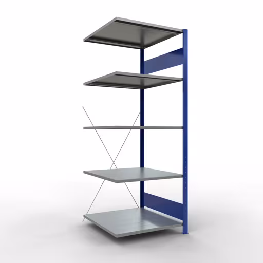 Rayonnage supplémentaire, étagère, système enfichable MULTIplus150, 2000 x 750 x 800 mm, 5 étagères, traverse, RAL 5010 bleu gentiane/galvanisé/galvanisé de Schulte Lagertechnik de la catégorie système enfichable