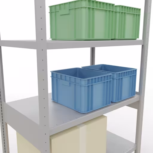 Image du produit n° 13 de l'article étagère de base, étagère, système enfichable MULTIplus330, 2500 x 1000 x 600 mm (HxLxP), 6 étagères, traverse, RAL 7035 gris clair Figure n° 13 de l'article étagère de base, système d'étagères enfichables MULTIplus330, 2500 x 1000 x 600 mm, 6 étagères, RAL 7035 gris clair du groupe de produits système enfichable de la marque Schulte Lagertechnik