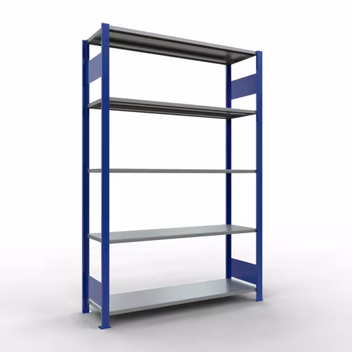 Immagine aggiuntiva dell'articolo Scaffale base, scaffale, sistema a innesto MULTIplus150, 2000 x 1300 x 400 mm (AxLxP), 5 ripiani, barra longitudinale, RAL 5010 blu genziana/zincato dal ripiano base