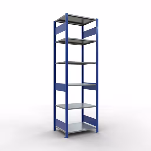 Immagine del prodotto n. 15 dell'articolo scaffale base, scaffale, sistema a innesto MULTIplus150, 2500 x 750 x 600 mm, 6 ripiani, RAL 5010 blu genziana/zincato/zincato della gamma di prodotti del sistema a innesto della marca Schulte Lagertechnik