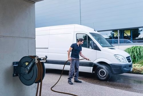 Schlauchaufroller PA30 Anschlussgewinde 33,25mm Gewinde 1 Außengewinde Zoll pulverbeschichteter Stahl GEKA