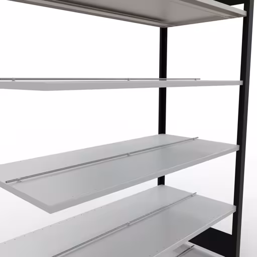Produktbild Nr 13 des Artikels Anbauregal, Büro-Fachbodenregal Stecksystem MULTIplus150, 2000 x 1300 x 600 mm (HxBxT), 6 Fachböden, Längenriegel, mit Mittelanschlag, schwarz/lichtgrau Abbildung Nr 13 des Artikels Anbauregal, Büro-Fachbodenregal Stecksystem MULTIplus150, 2000 x 1300 x 600 mm (HxBxT), 6 Fachböden, Längenriegel, mit Mittelanschlag, schwarz/lichtgrau aus der Produktgruppe Büroregale von der Marke Schulte Lagertechnik