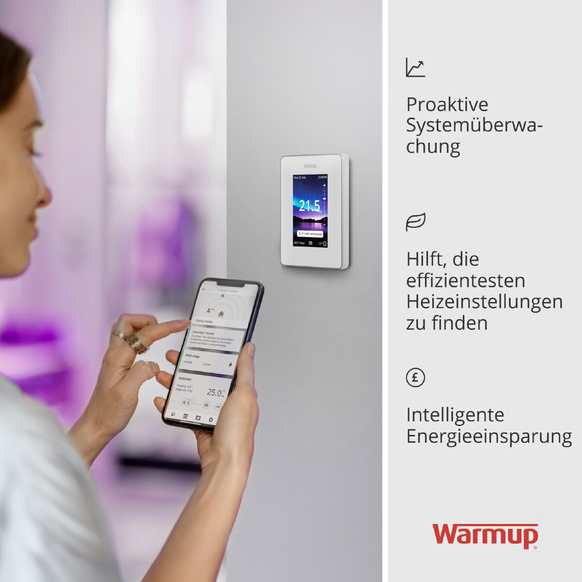 Ohne Text 3820030 Warmup 7iE Termostato WIFI compatibile con Smart Matter bianco