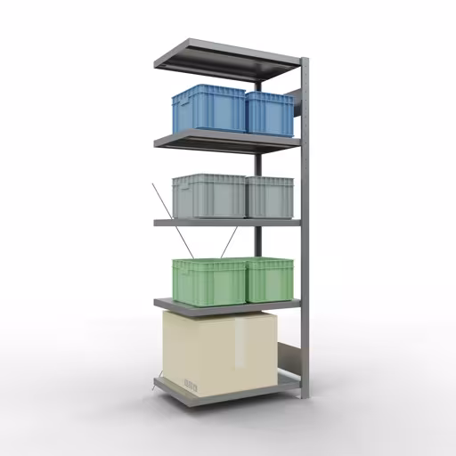 , système d'étagères enfichables MULTIplus250, 2000 x 750 x 500 mm, 5 étagères, galvanisées de Schulte Lagertechnik avec la référence réf. 12955-75
