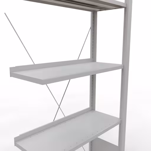 Scaffale aggiuntivo, scaffale per ufficio, sistema a innesto MULTIplus85, 1800 x 750 x 300 mm (AxLxP), 5 ripiani, traversa, con listello di arresto, grigio chiaro di Schulte Lagertechnik dalla categoria scaffali per ufficio