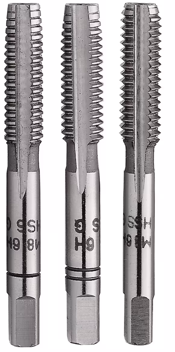 Taraud à main BSW HSS DIN 351 - 3 pièces, outils de filetage, réf. 937732
