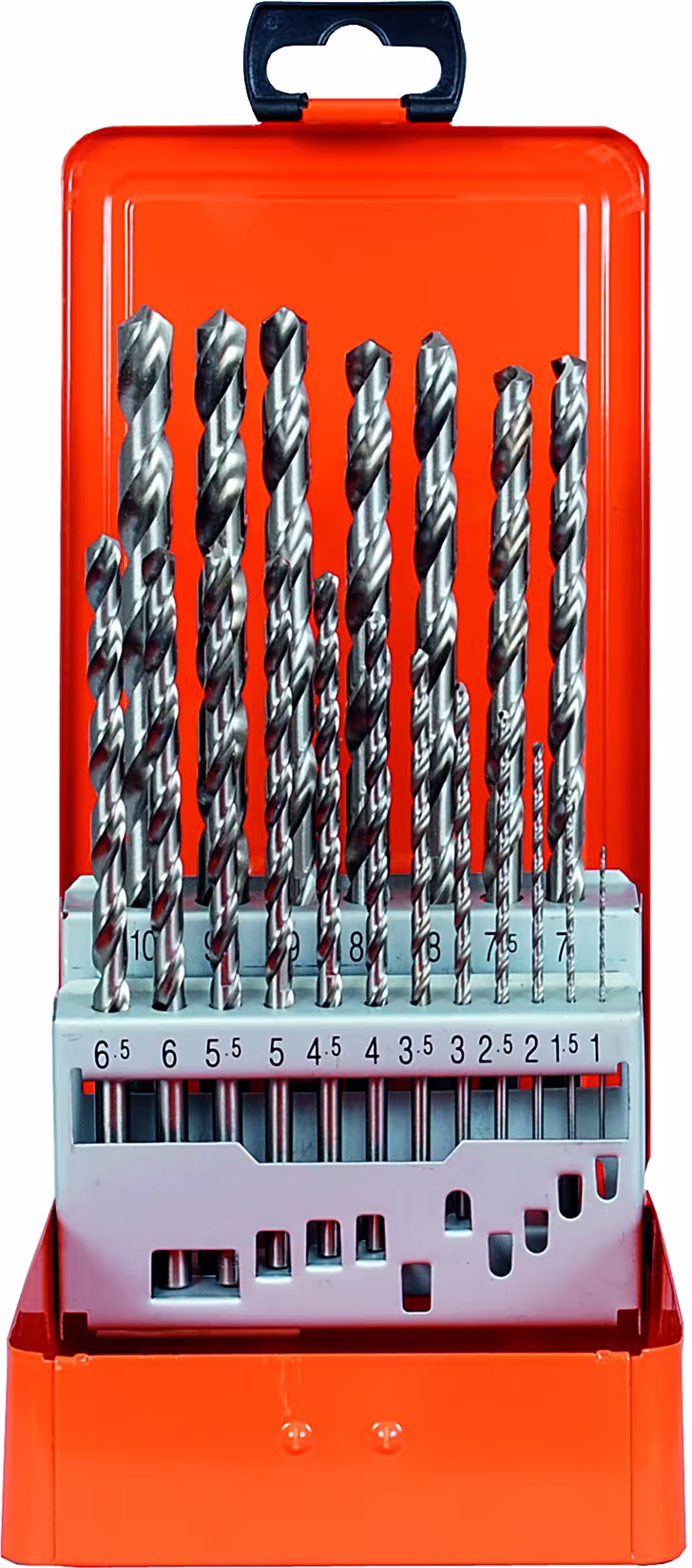 Cassetta metallica DIN 340 HSS-G 19 pezzi 1-10/0,5 mm di PROJAHN Cassetta in metallo DIN 340 HSS-G 19 pezzi 1-10/0,5 mm, punta, art. n. 60830