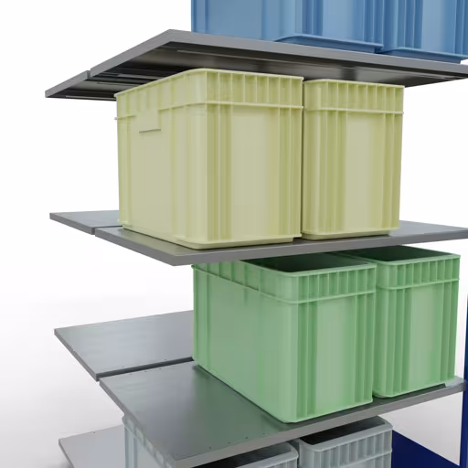 Zusatzbild des Artikels Anbauregal, Doppelregal, Fachbodenregal Stecksystem MULTIplus150, 2000 x 1000 x (2x600) mm (HxBxT), 2x5 Fachböden, Längenriegel, RAL 5010 enzianblau aus Doppelregale