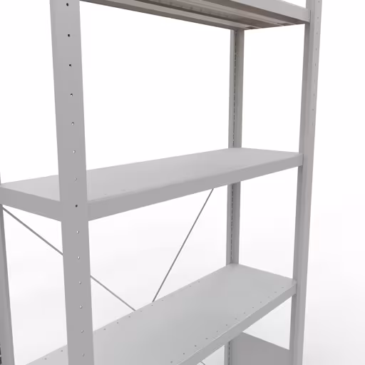 Scaffale base, scaffale, sistema a innesto MULTIplus330, 2000 x 1000 x 300 mm (AxLxP), 5 ripiani, traversa, RAL 7035 grigio chiaro di Schulte Lagertechnik della categoria Sistema a innesto